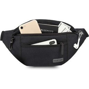 Large Crossbody Fanny Pack Belt Bag with 4-Zipper Pockets